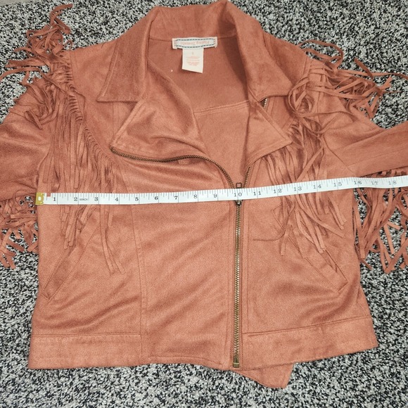 Flying Tomato Bohemian Hippie Suede Jacket Sz S Tassels Fringe Western Nashville - Picture 4 of 5